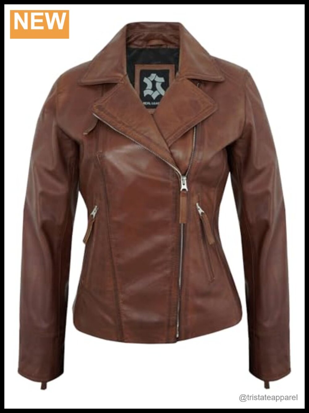 Women's 100% Real Lambskin Leather Motorcycle Jacket Asymmetrical Zipper